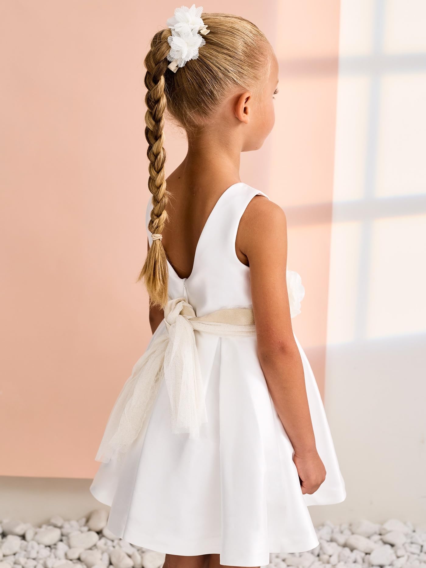 ABEL & Lula Vestito Mikado per Bambine e Ragazze Panna