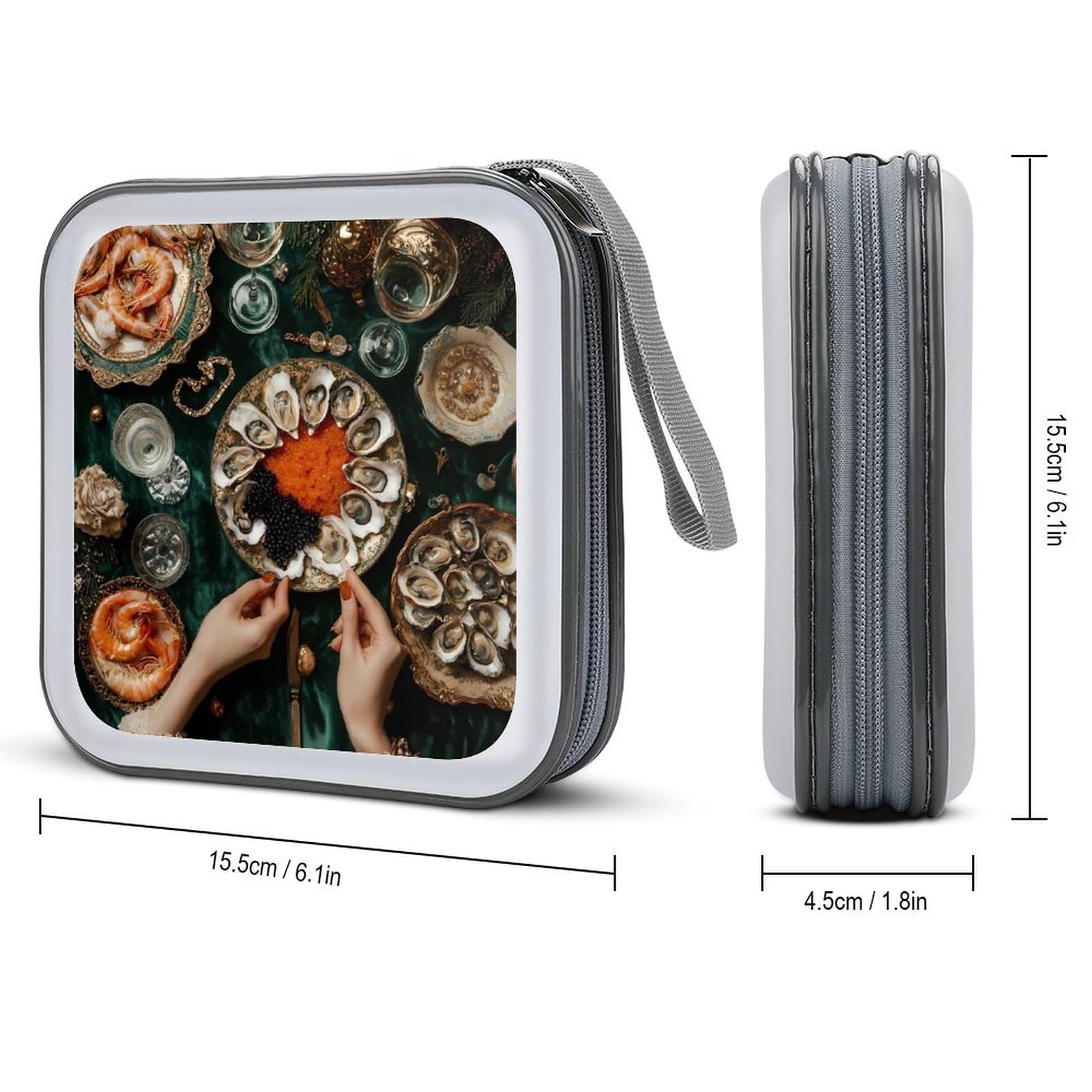 Oysters Seafood Cuisine CD Case Plastic DVD Case Holder Wallet Disc Storage Organizer for Car Travel