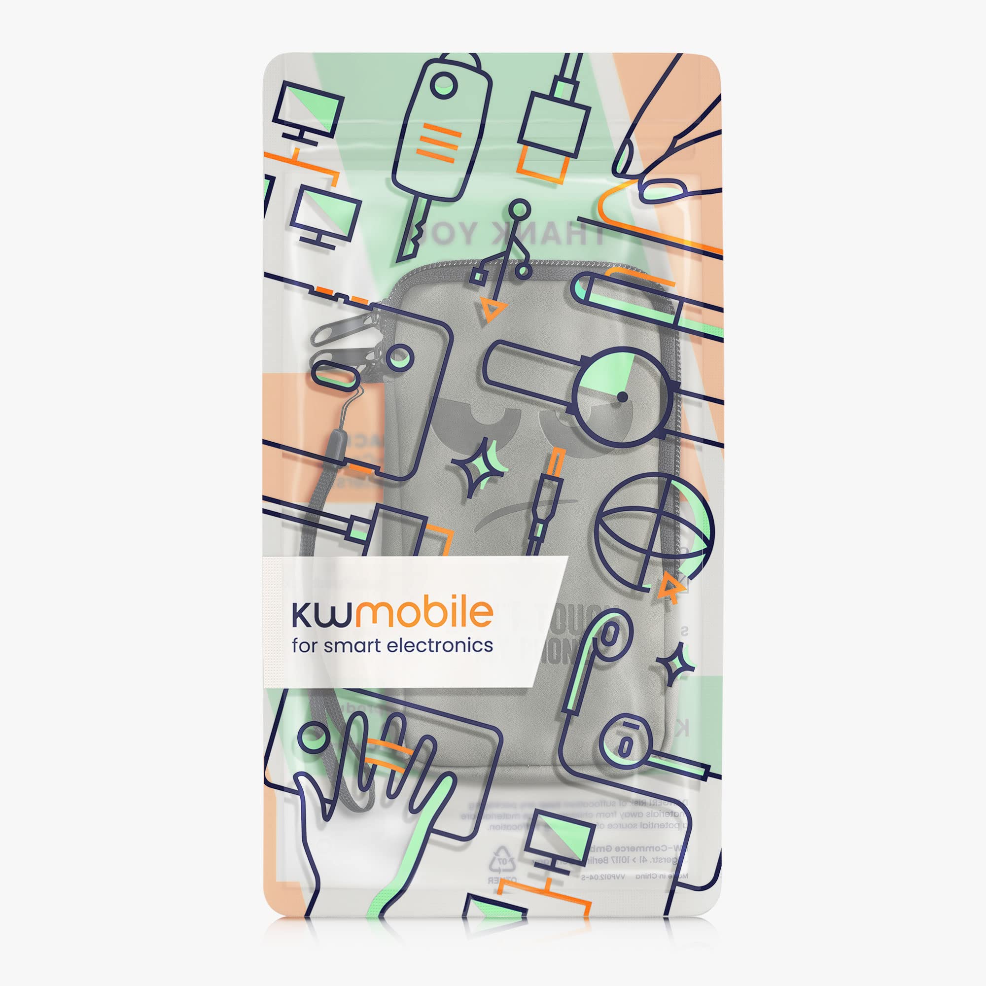 kwmobile Uniwersalne etui na smartfon rozmiar L - 6,5 cala - etui ze skóry syntetycznej z zamkiem błyskawicznym - Don't Touch My Phone Grey