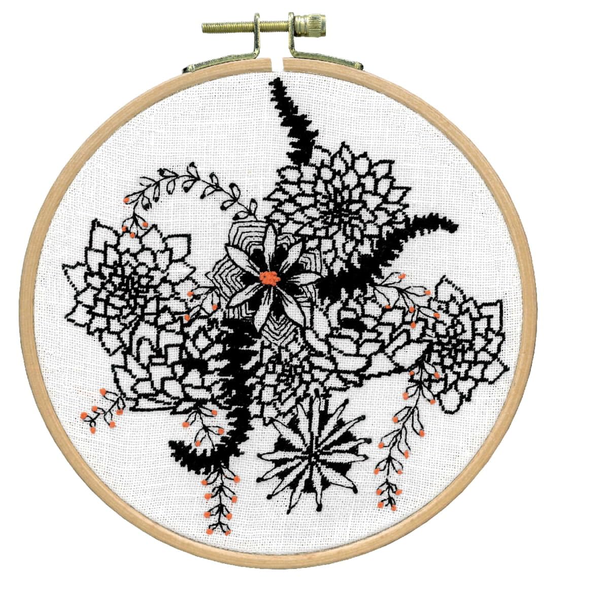 Le Bonheur des Dames counted petit point kit ""Flowers II"", diam. 15cm, DIY