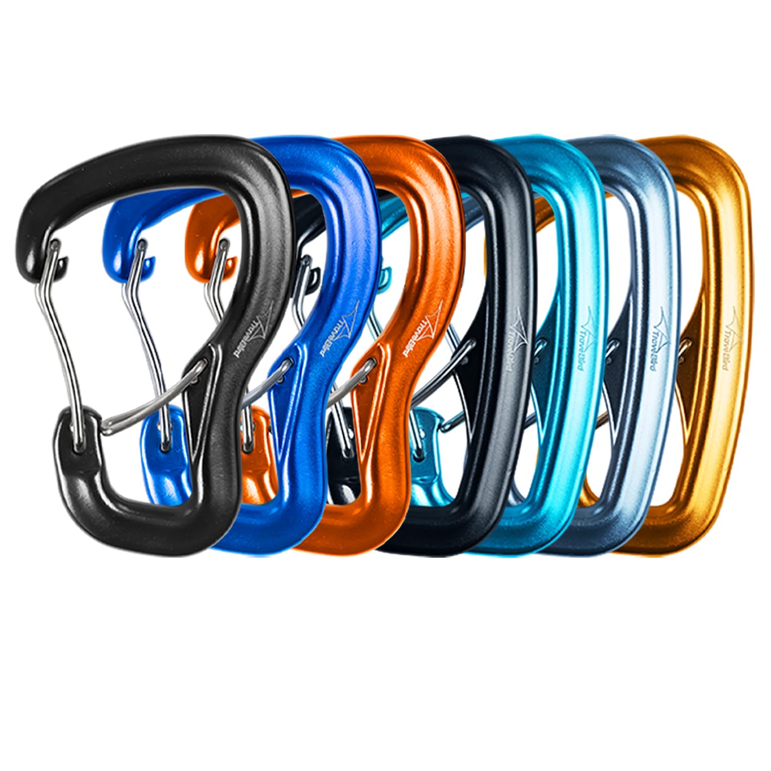 Lot de 2 mousquetons robustes 8 KN (800 kg), en aluminium ultra léger avec double porte en forme d'anneau en D, pour hamac, camping, randonnée, sac à dos, laisse de chien, porte-clés