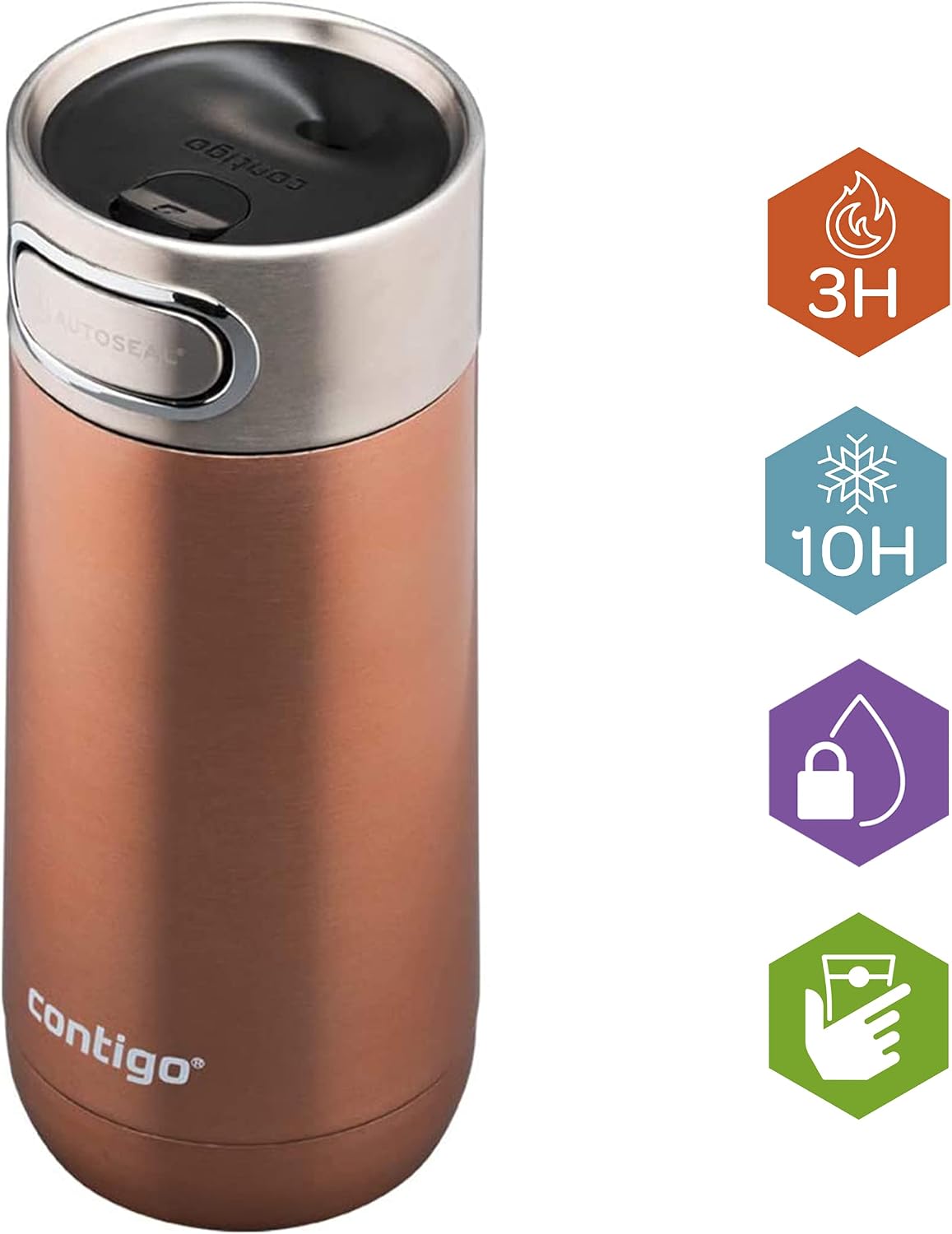 Contigo Luxe Autoseal Travel Mug, Stainless Steel Thermal Mug, Vacuum Flask, Leakproof Tumbler, dishwasher safe - Image 3