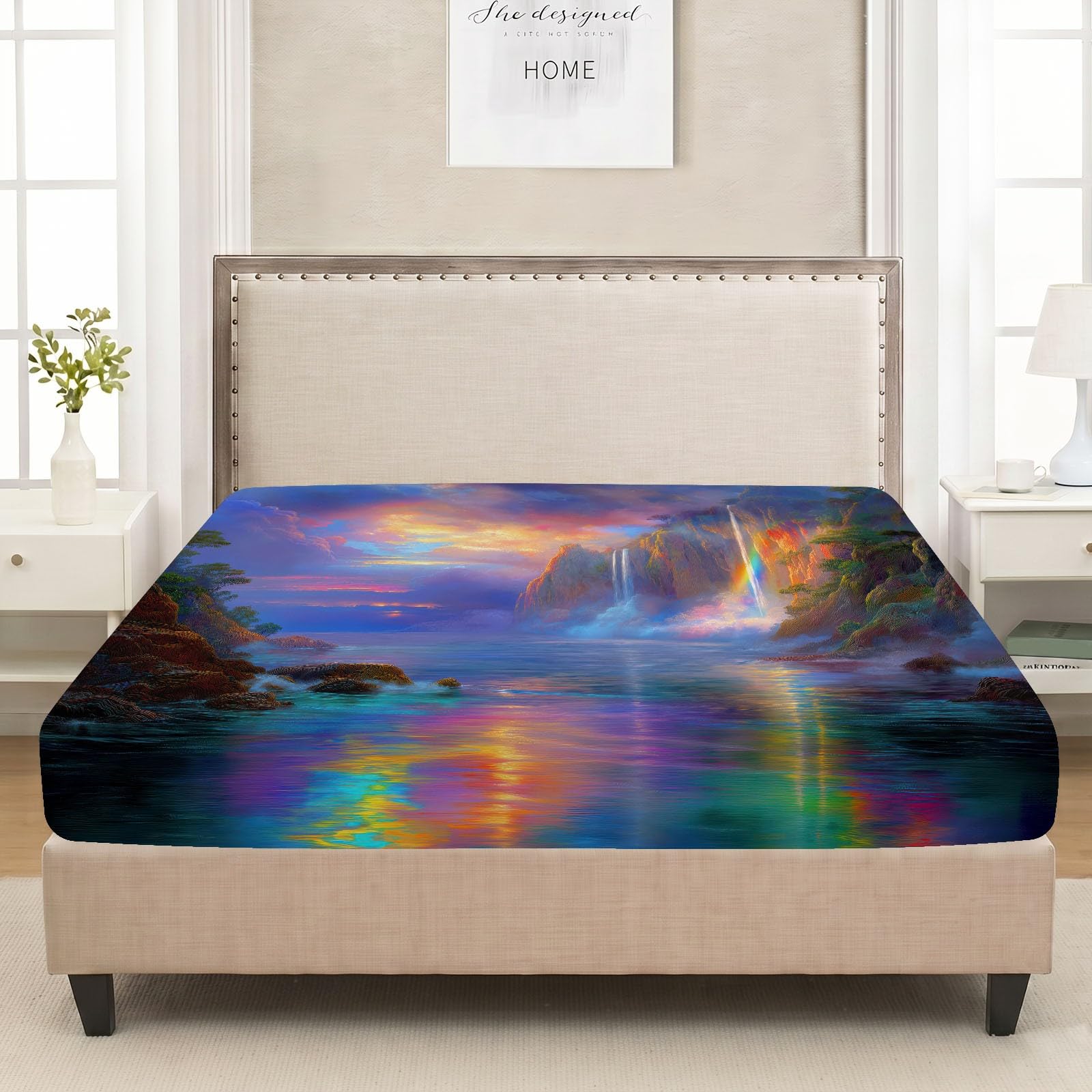 Prześcieradło z gumką 160 x 200 cm natura krajobraz prześcieradło