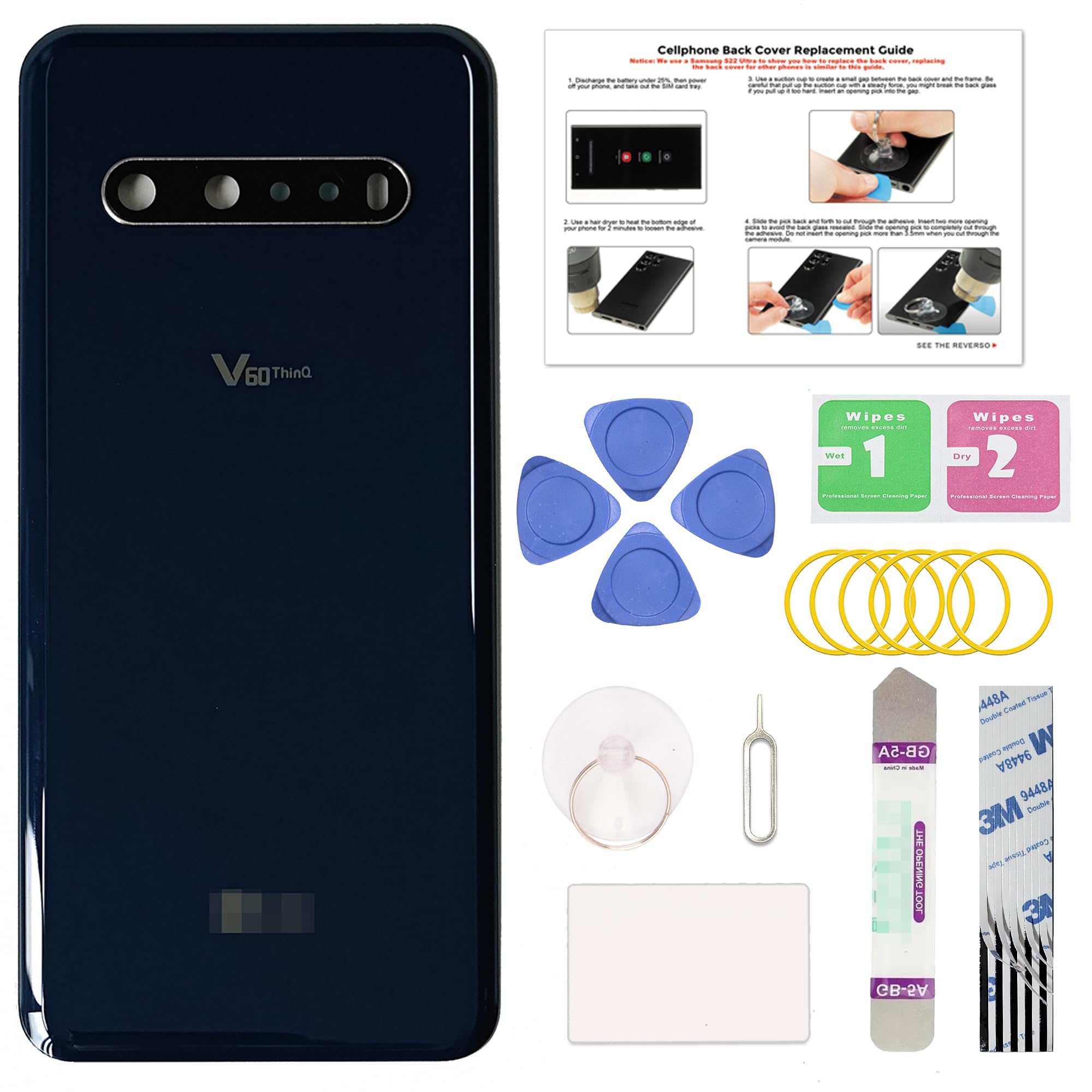 GREEN FUSION Compatible with LG V60 ThinQ 5G Back Cover Replacement, V60 Back Housing Door with Pre-Installed Camera Lens for All Carriers, Includes
