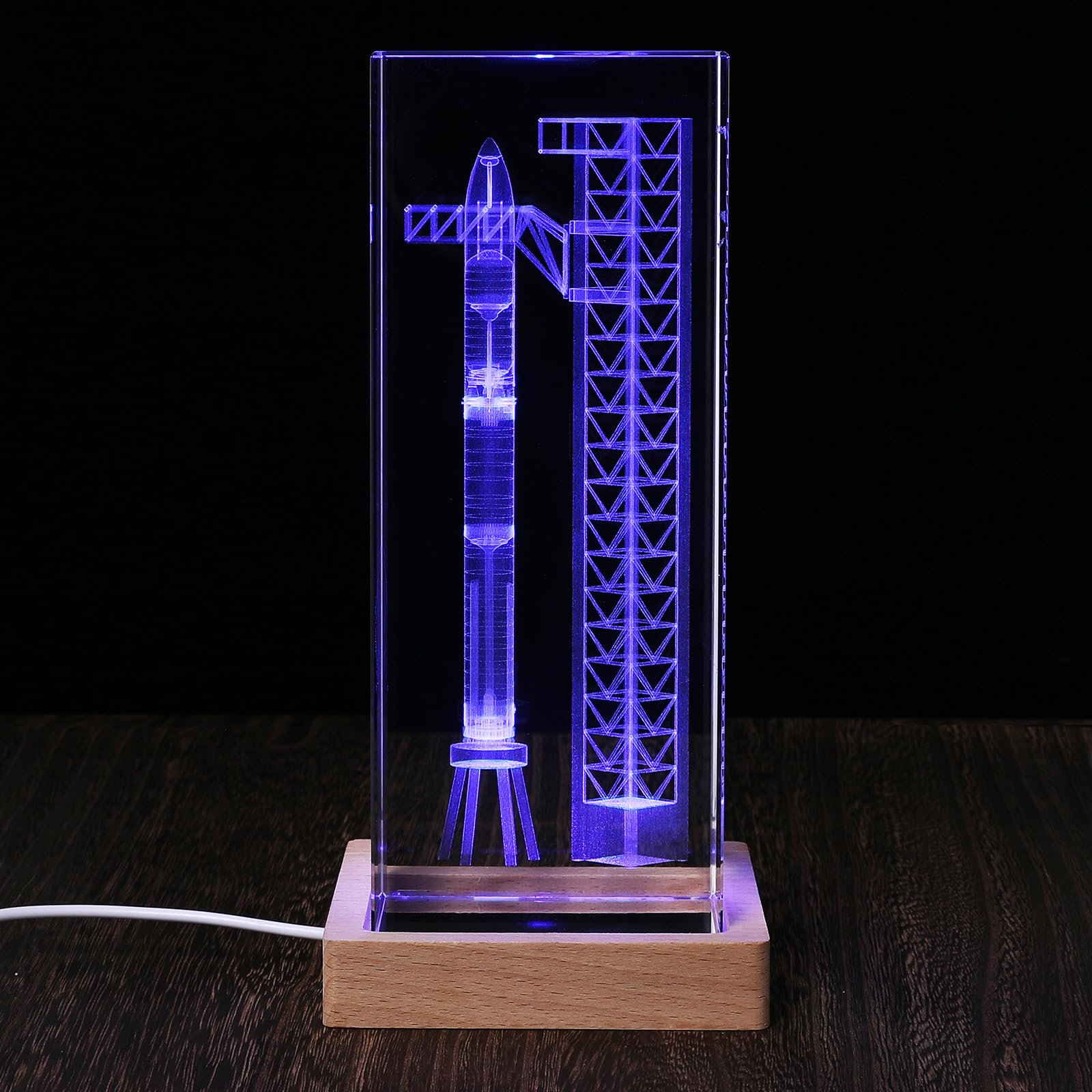 ?Collector's Gifts? SpaceX Starship Crystal Lamp, 3D Laser-Etched Rocket Night Light, Ultimate Gift for Space Enthusiasts, Sci-Fi Fans & Mars Dreamers (Regular)