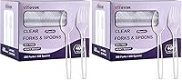 Vista 8 de Juego de 400 tenedores y cucharas de plástico transparente a granel, cucharas y tenedores desechables resistentes, cubiertos de plástico para fiestas
