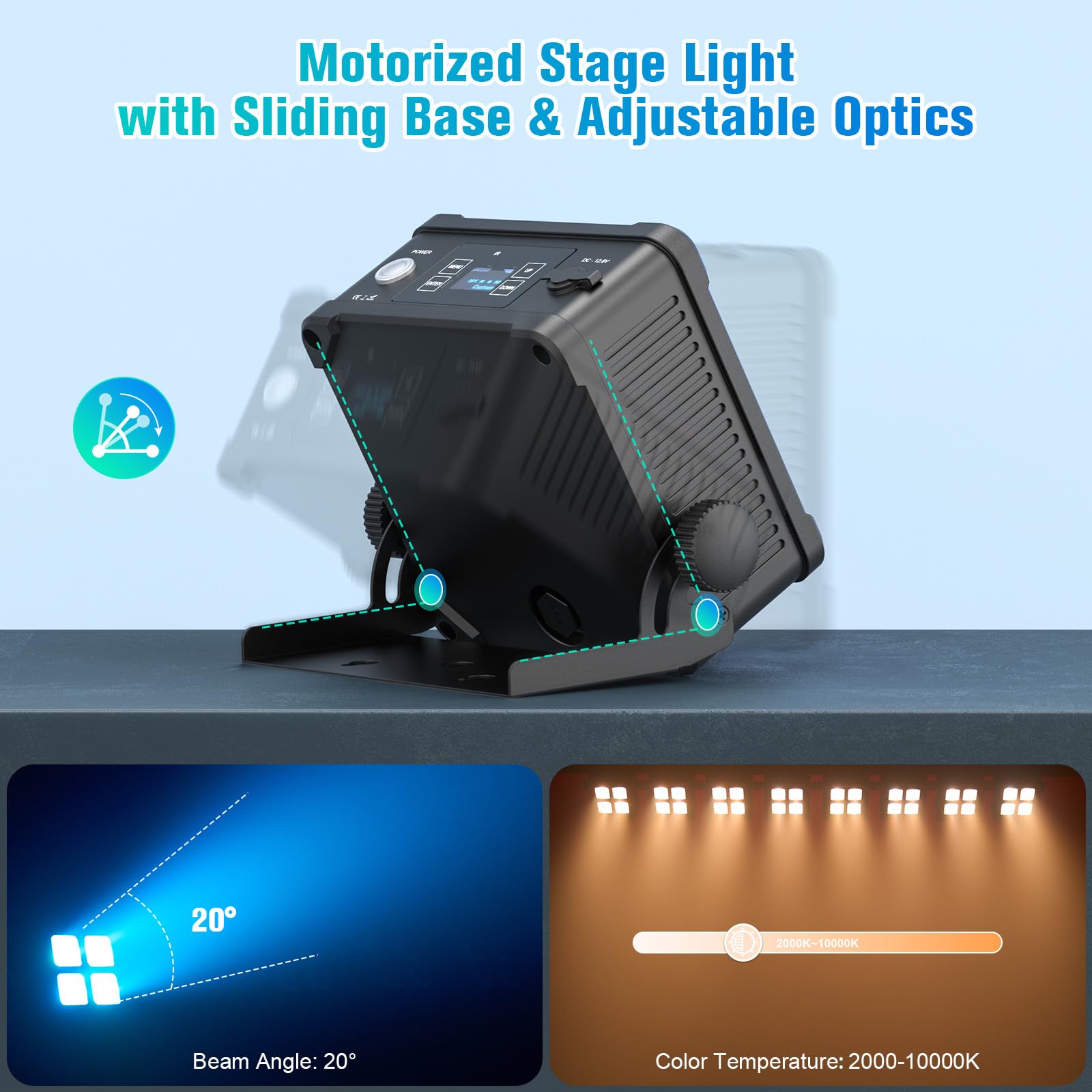 LED Par impermeabile Akku, 40 W RGBWA+UV luce da palcoscenico senza fili ricaricabile con controllo remoto/App/DMX512 per esterni, uplight per matrimoni, concerti, decorazione della casa