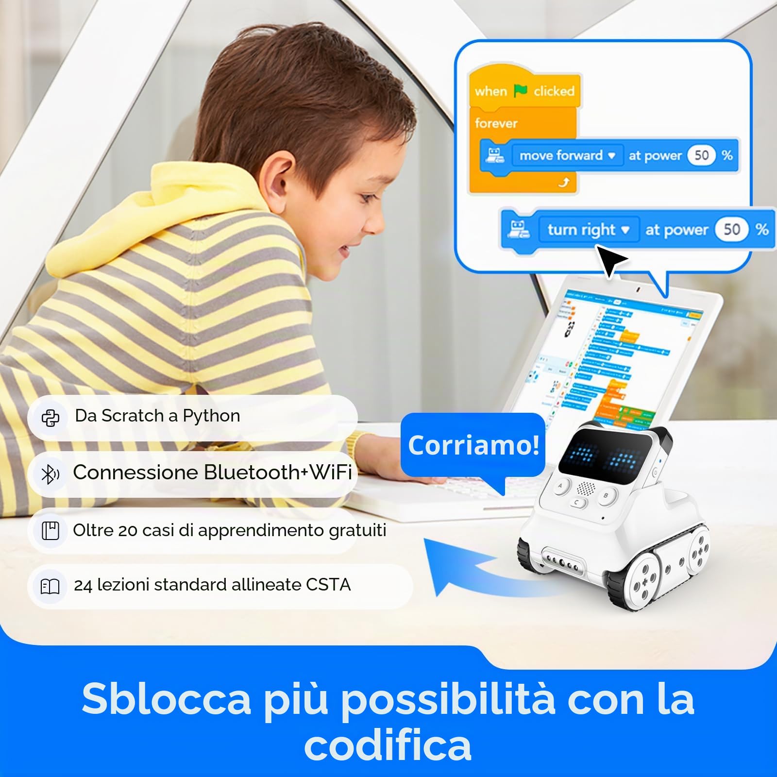 Makeblock Codey Rocky Coding Robot Giocattolo, Emo Robot Intelligente, Stem Robot Programmabile Interattivo Regalo per Bambini 6 Anni+