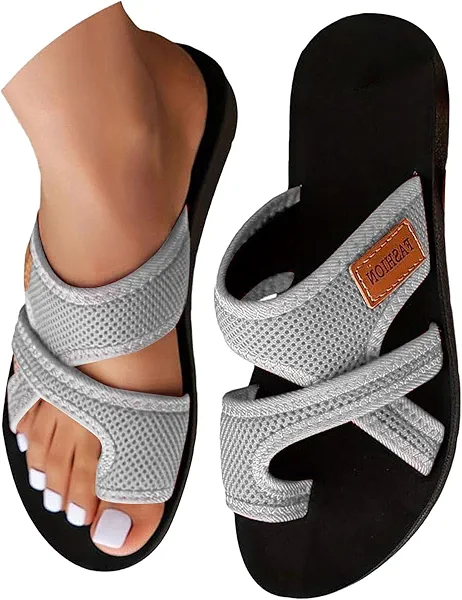ZHIZAIHU Women's Africa Flip Flop Women's Slide Slippers Memory Foam House Shoes Women's Slide Sandal Slip On Indoor (Grey, 8.5)