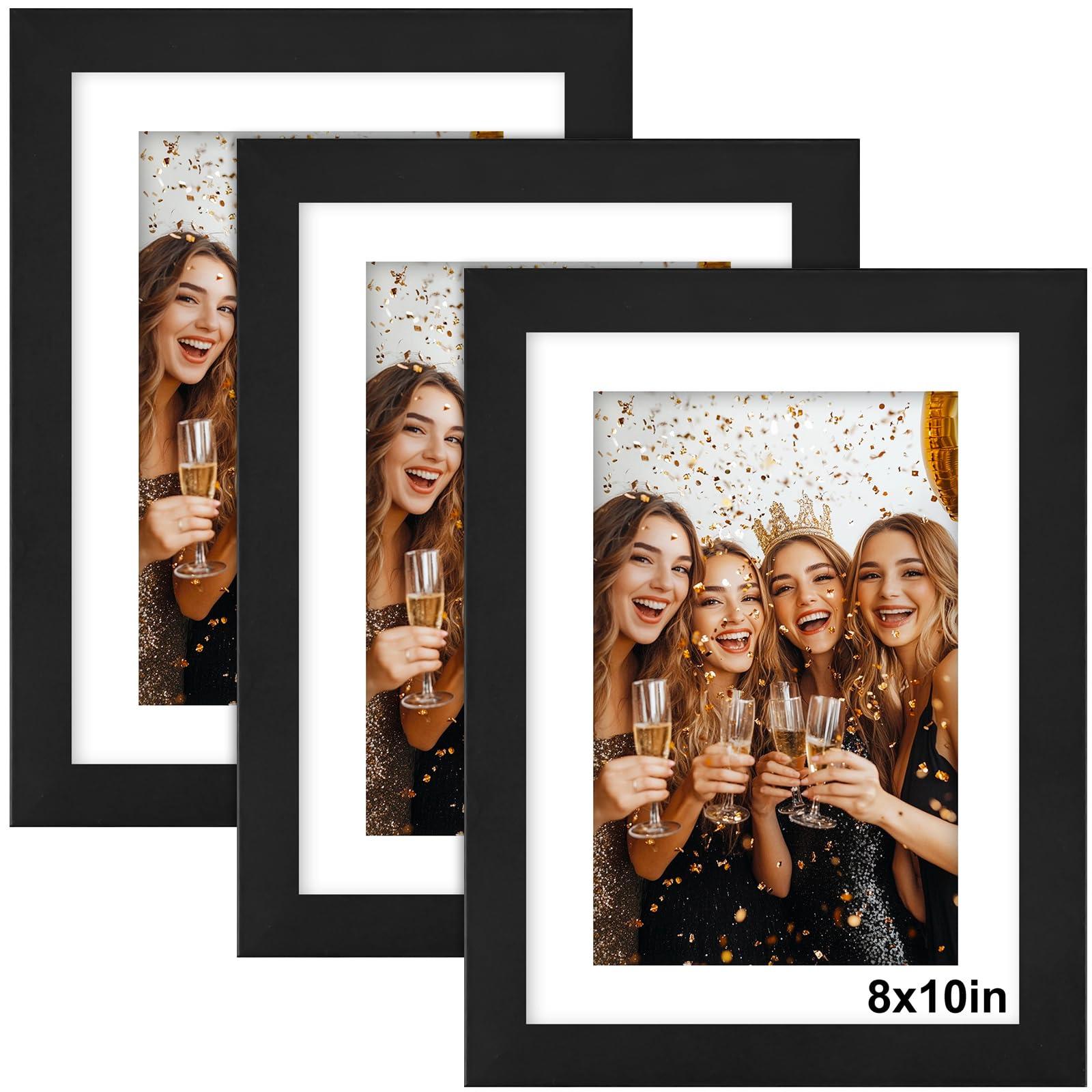 8x10 Photo Frame Black - 3 Pack 10x8 Picture Frames with Mount, Photo Frames 8x10 Picture Frame for Wall Mount & Desktop