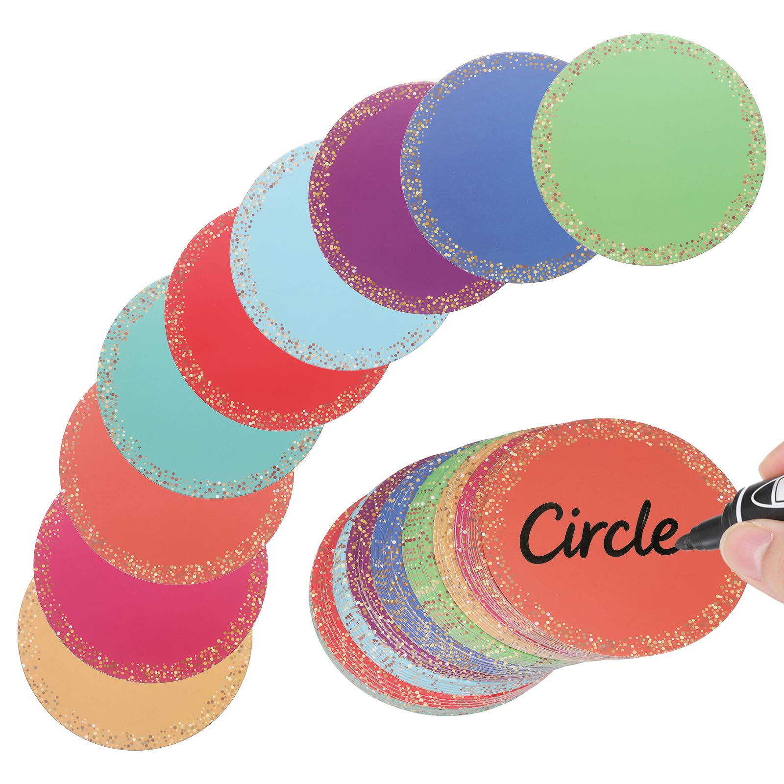 sourcing map 108 Pcs Glitter Round Cutouts, 3.5 Inch Confetti Cutouts Sparkle Paper Cuts Confetti Bulletin Board Decor Supply for Birthday Party Board Wall Decorations, 9 Colors