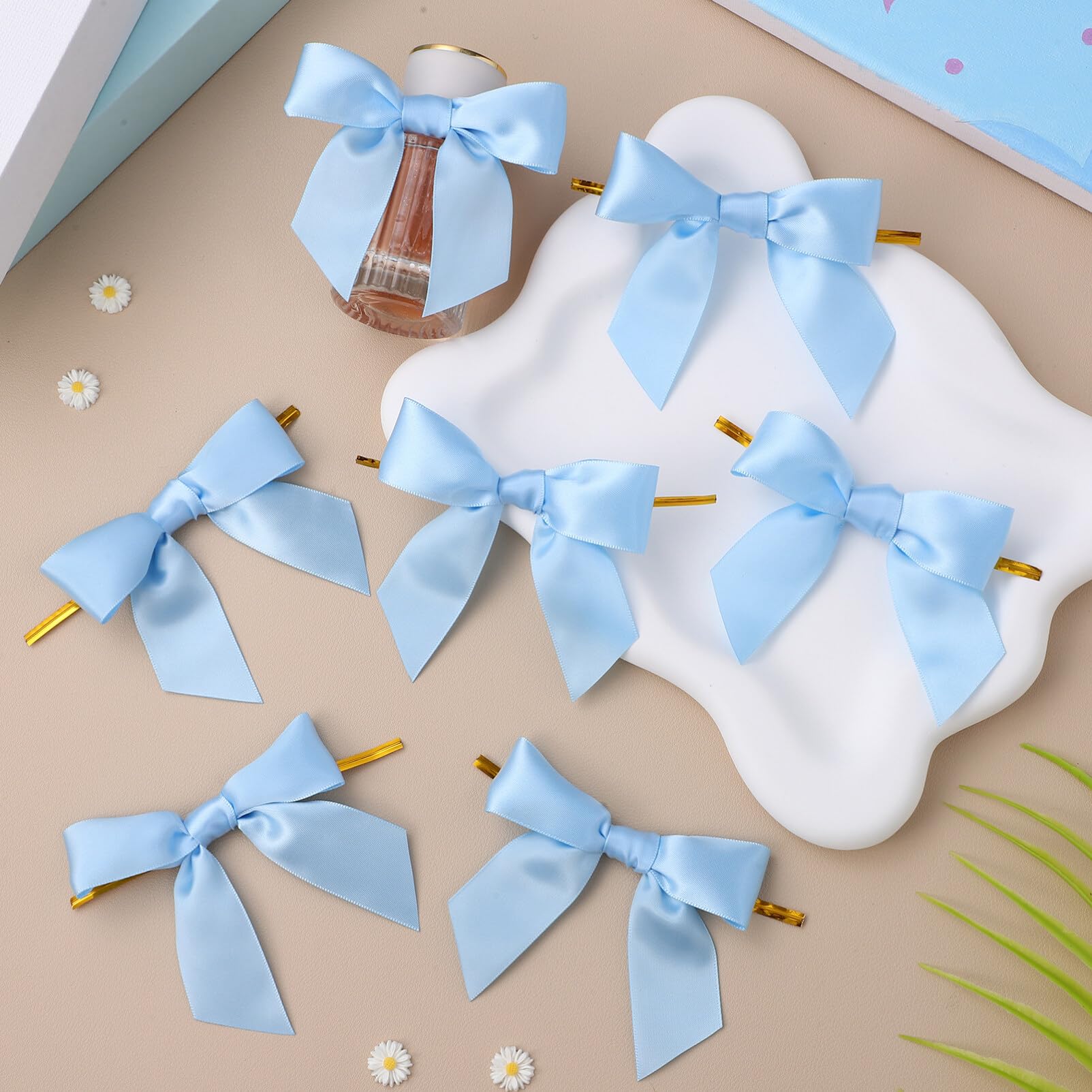 25PCS Mini Fiocchi Natale,Fiocchi Piccoli In Raso,Fiocchi da Regalo,Con Nastro di Raso Trasparente per Sacchetti Regalo, Sacchetti per Snack, Artigianato, Sacchetti di Caramelle/Rosa