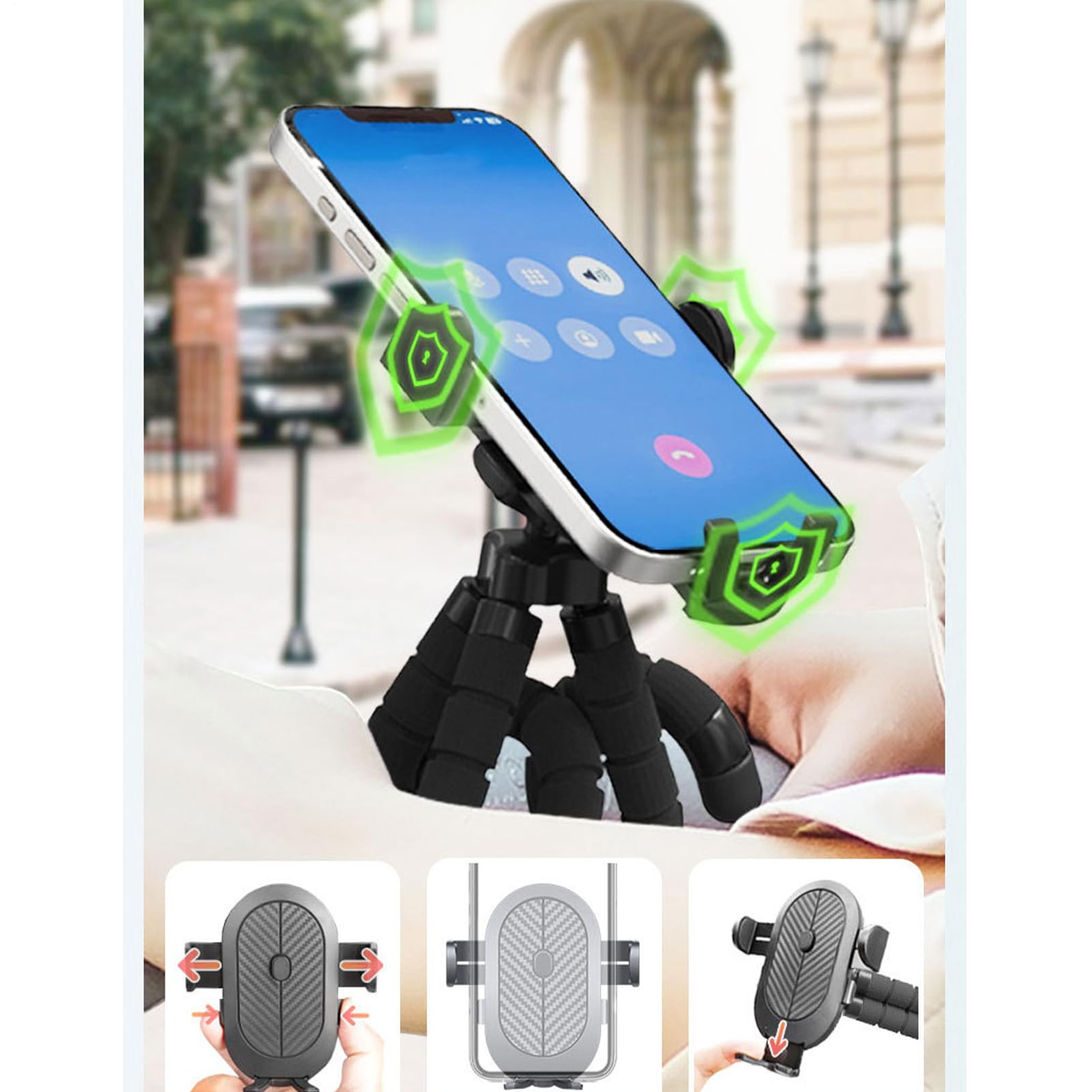 Generico Supporto Telefono per Passeggino | Supporto Cellulare Rotazione 360° - Portatelefono Flessibile Antiscivolo per Carrello della Spesa, Scrivania, Treadmill, Sedia a Rotelle