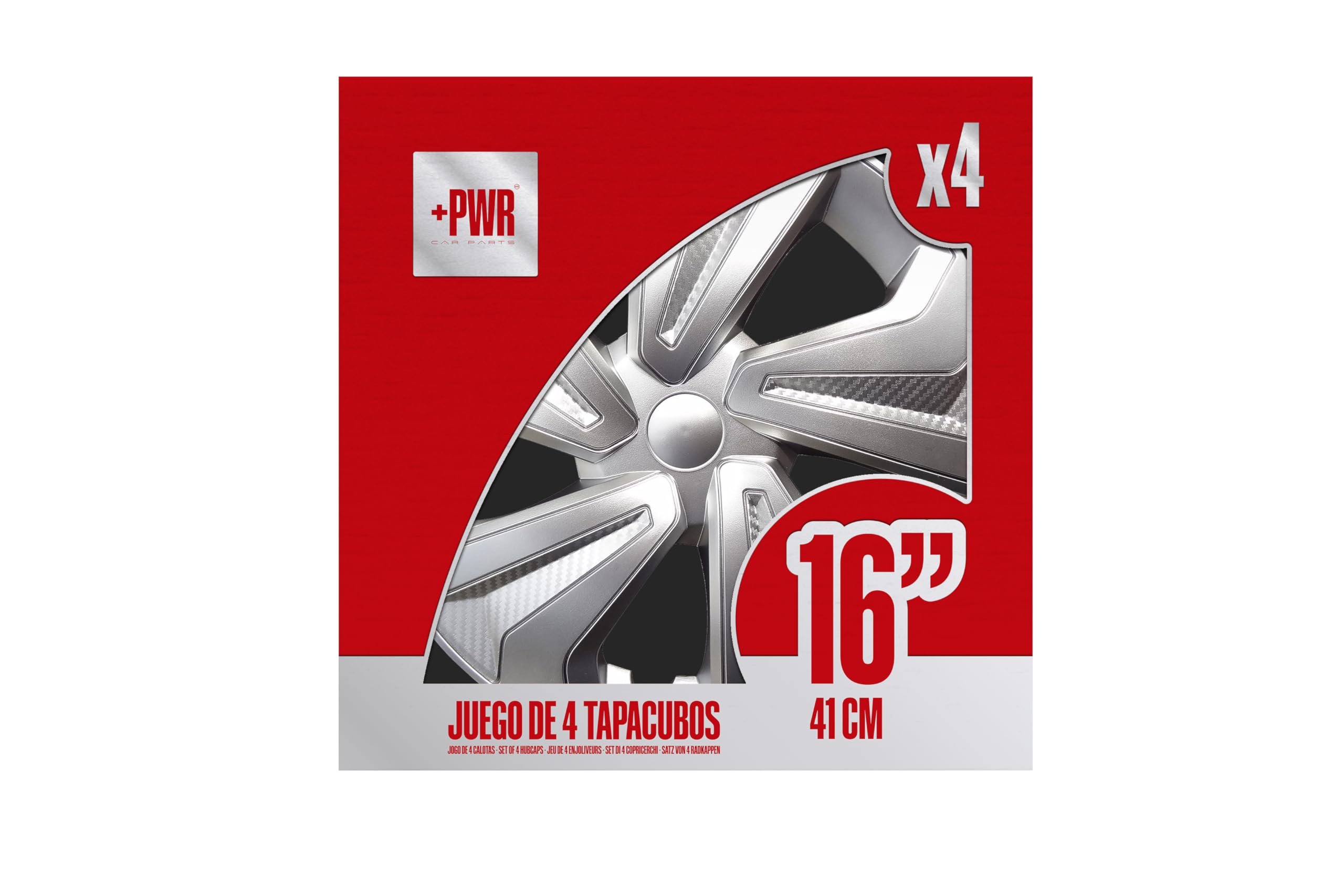 Copricerchio 16" Road Argento, Set di 4 Unità, Universali, ABS ad Alto Impatto, Fissaggio a Pressione, Design Moderno e Ventilazione Ottimizzata