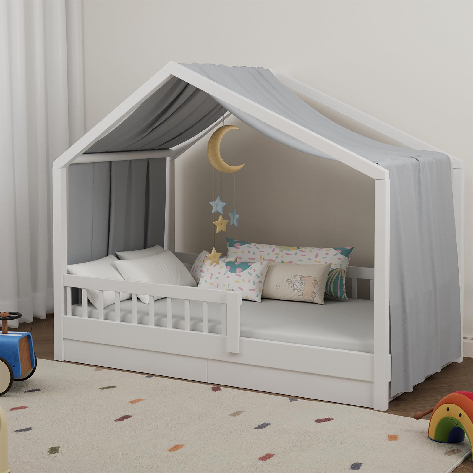 Pacok House Bed Canopy 145 x 420 cm Grey