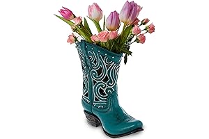 Turquoise Cowboy Boot Vase for Flower Arrangements