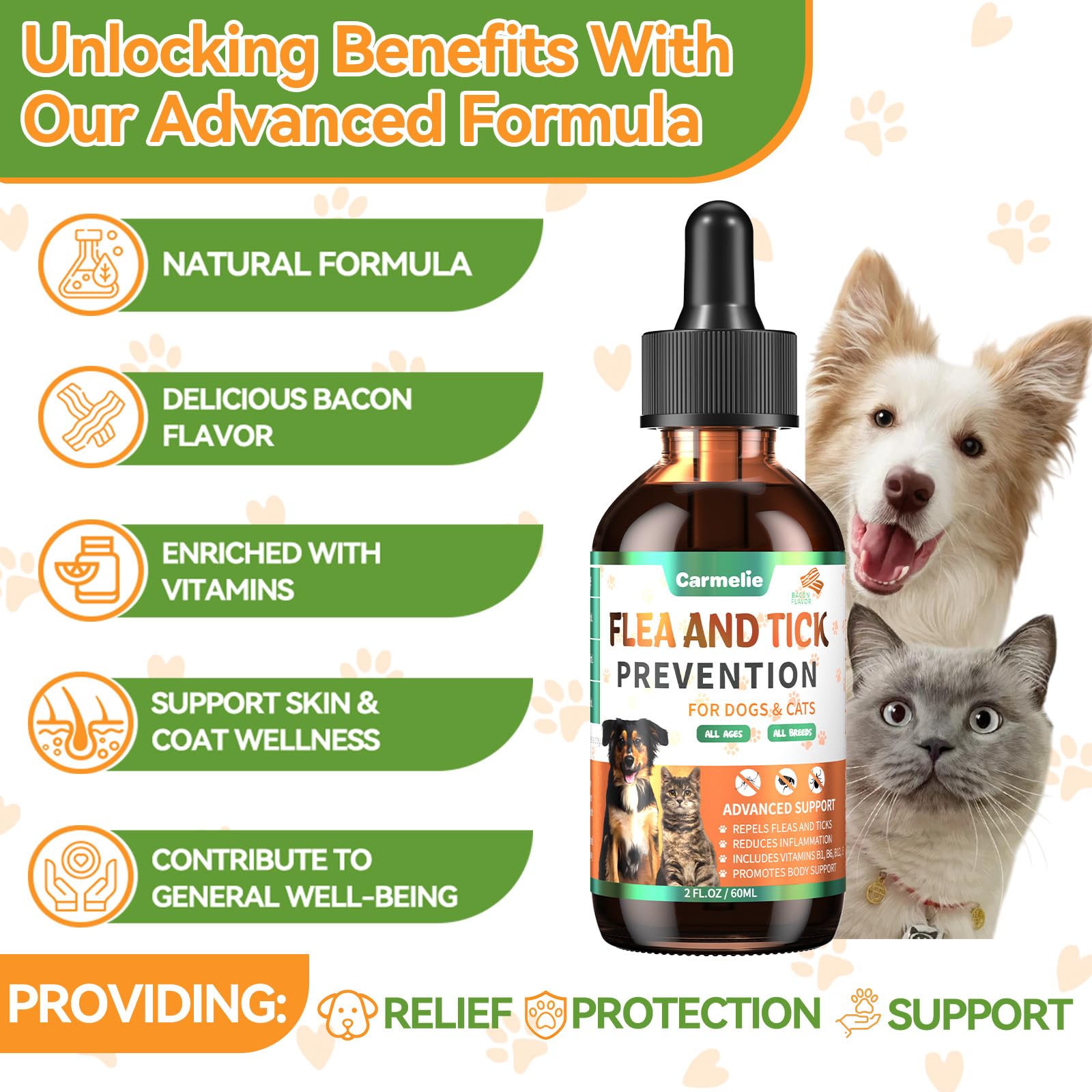 Natural Skin & Coat Liquid Supplement for Dogs & Cats with Vitamins & Natural Extracts - Bacon Flavour - Image 3