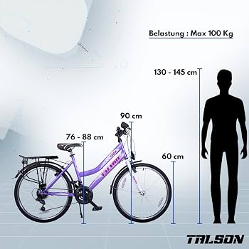 Talson 24 Zoll Kinderfahrrad 21-Gang Shimano Drehgriffschaltung Lila-Weiss mit Beleuchtung nach STVO Sport & Freizeit
