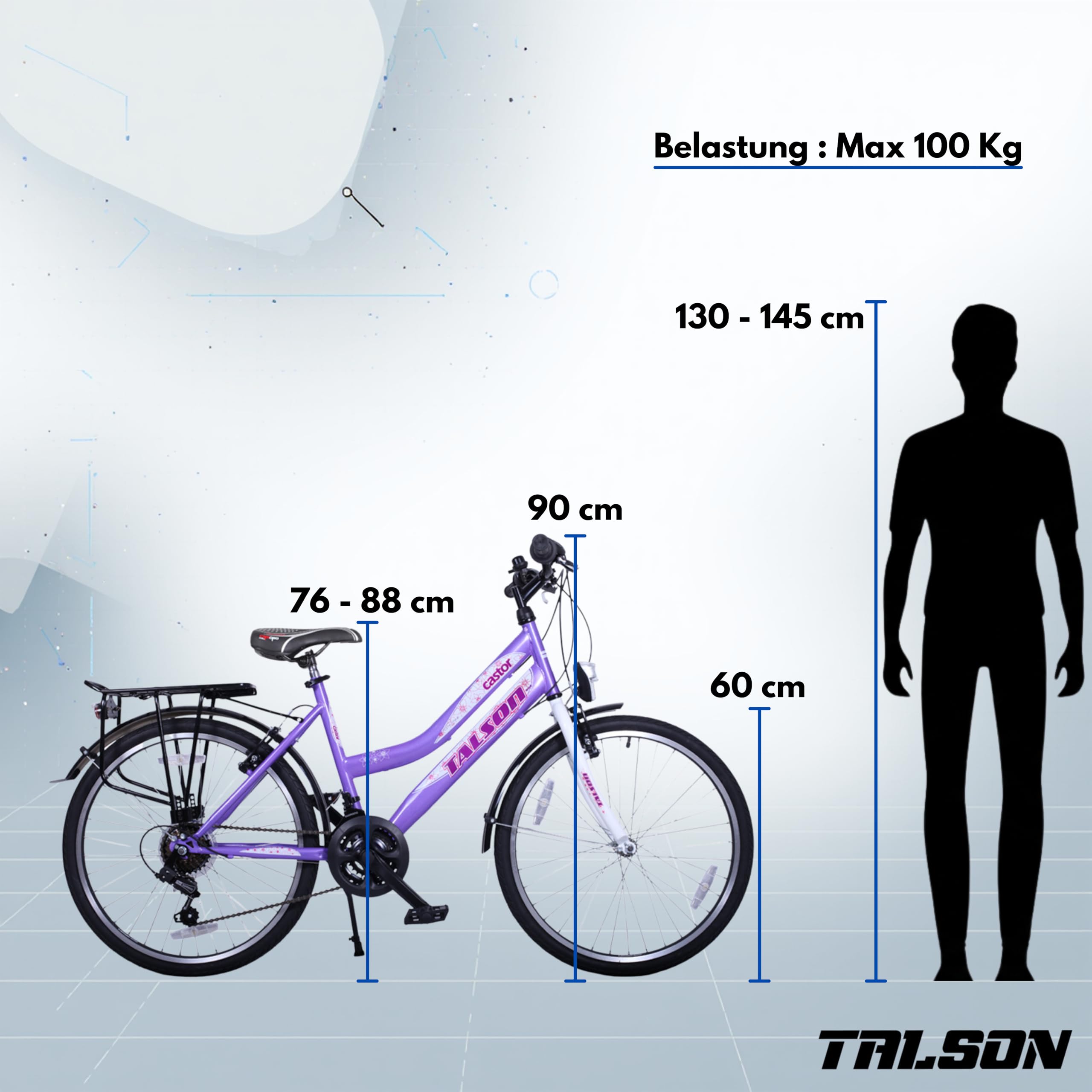 Talson 24 Zoll Kinderfahrrad 21-Gang Shimano Schaltung mit Beleuchtung Lila-Weiss 605