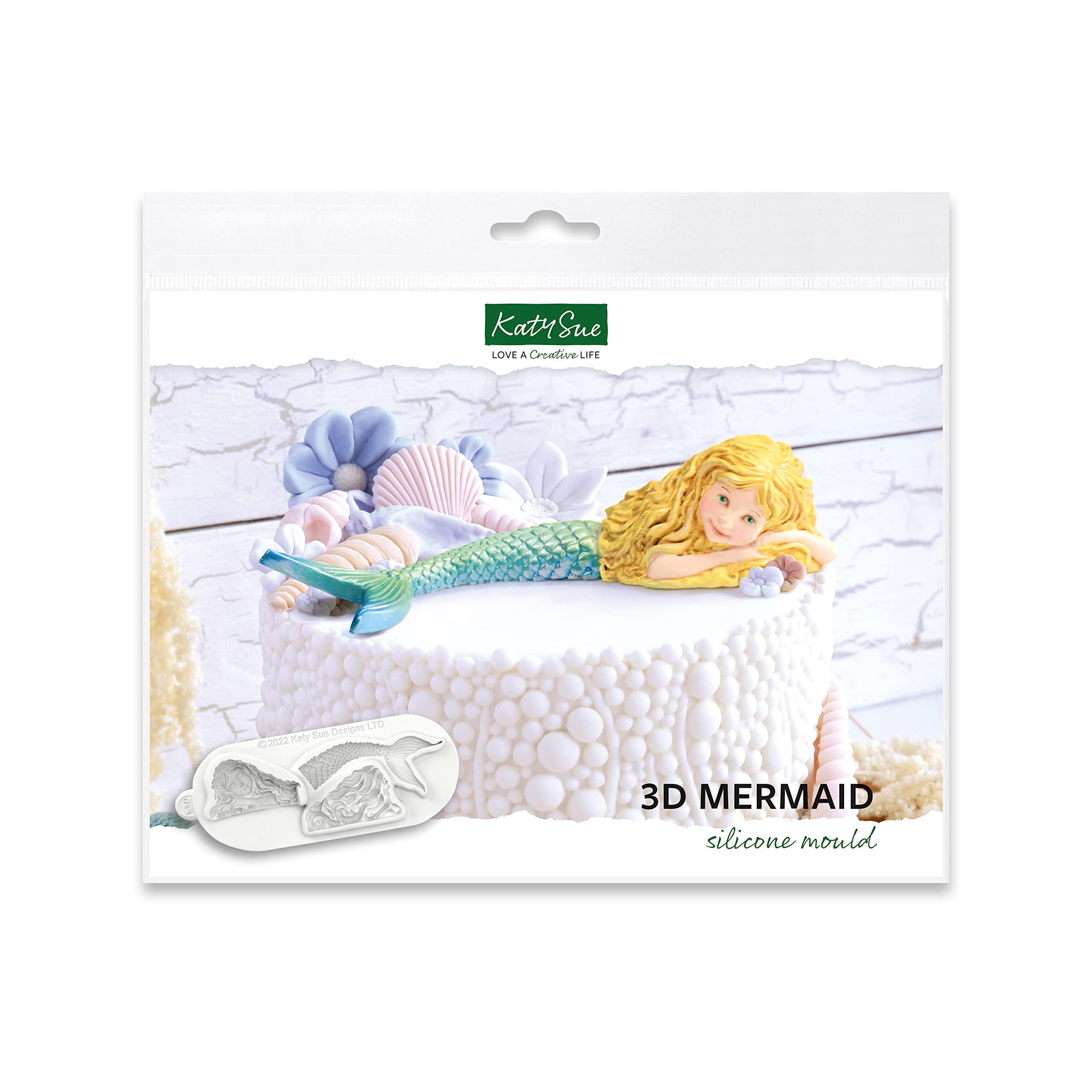 Katy Sue 3D Mermaid Silicone Mould for Seaside & Sea-Themed Cake Decorating & Crafts - Makes a 3-Dimensional Mermaid 14.5 cm Long x 3.5 cm Tall