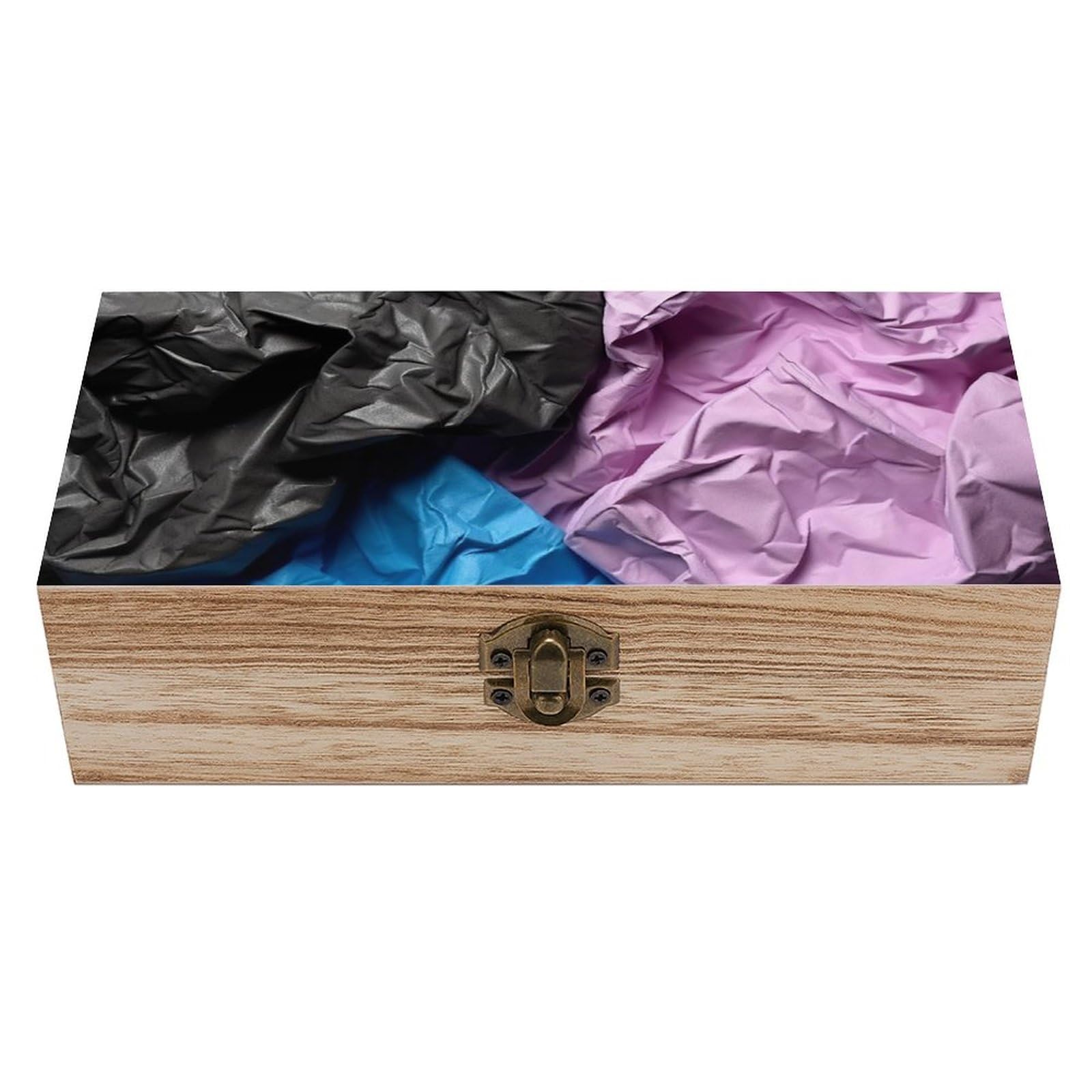 NTVOWPZO Wooden Storage Box Crumpled Paper Wood Gift Box with Hinged Lid Vintage Decorative Boxes Jewelry Memory Box for Jewelry Art Hobbies Home Storage Treasure Keepsake Gift