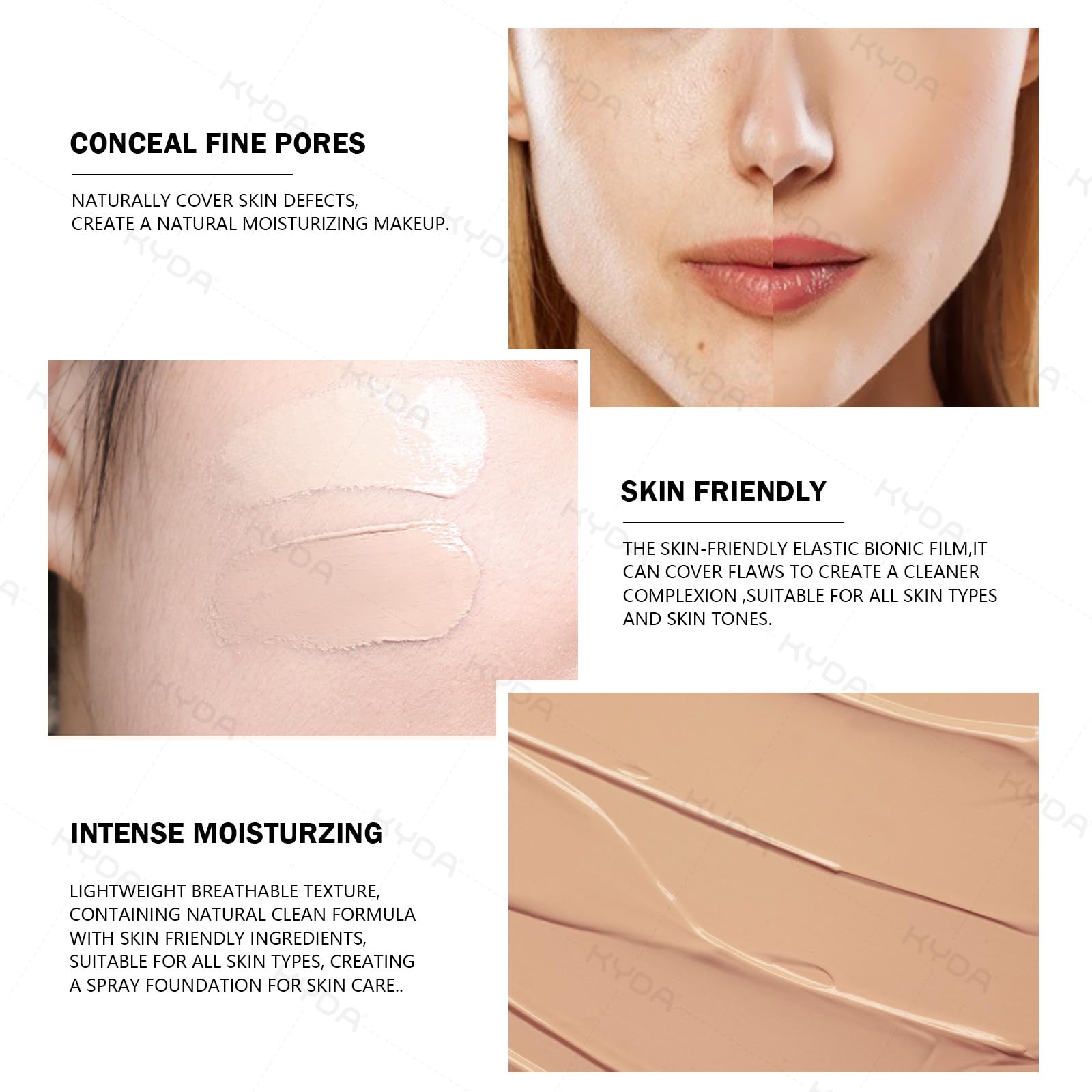 BB cream con esponja aplicadora en forma de hongo, corrector duradero color piel, maquillaje hidratante pigmento cc base líquida, prebase de maquillaje color natural. 6