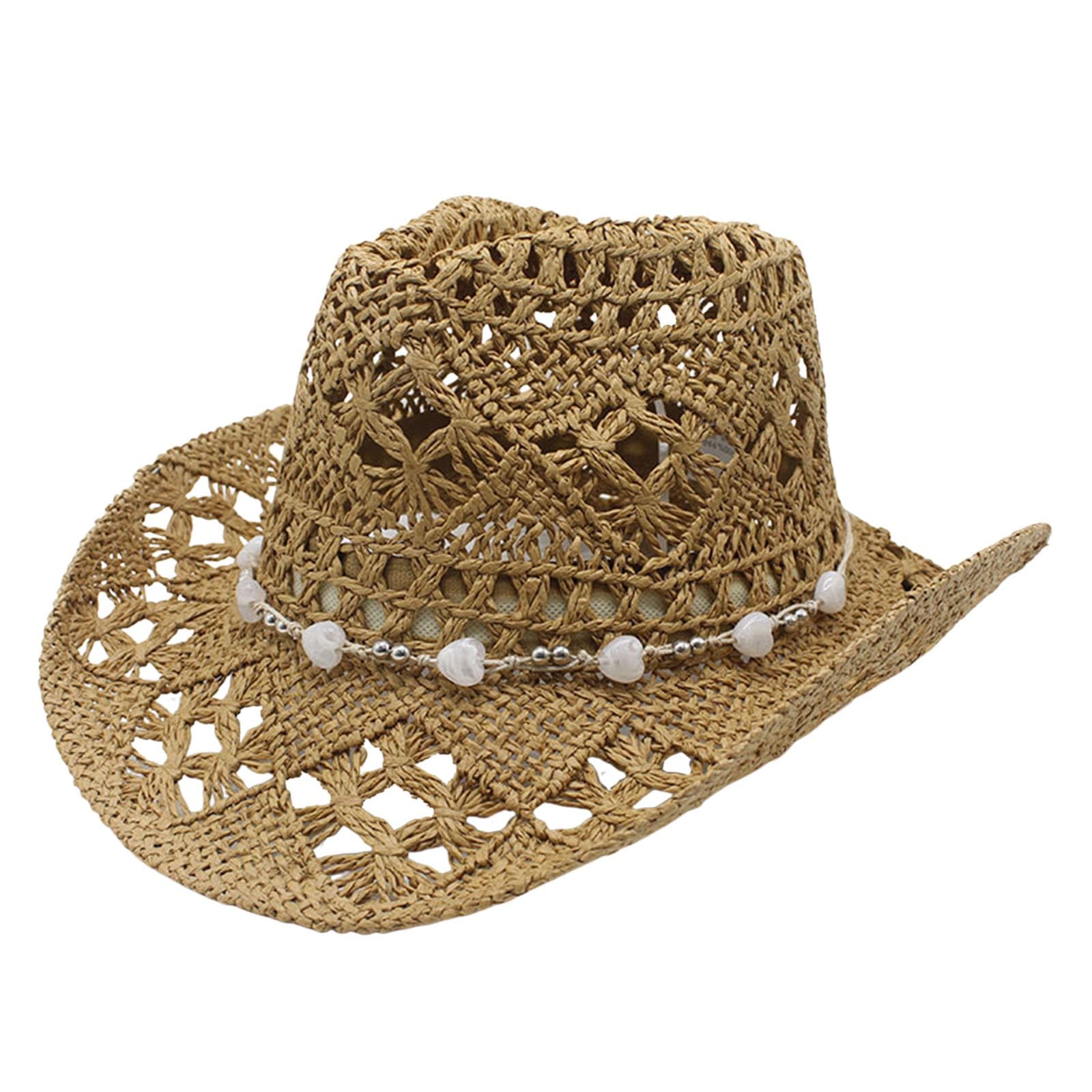 Cappello Cowboy Estivo in Paglia, modellabile, Traforato, Protezione Solare, Unisex/A