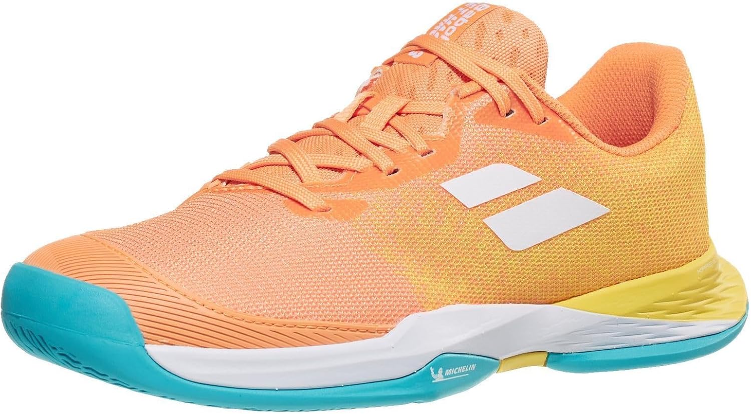 Babolat Jet Mach 3 Junior All Court Girl Tennis Shoes (Coral/Gold Fusion) (Coral/Gold Fusion, US Footwear Size System, Big Kid, Numeric, Medium, 7)