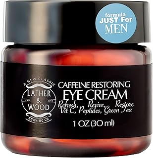 Lather & Wood Shaving Co Caffeine Restoring Eye Cream For Men - 'The Tiny Jar that Packs a Punch' Mens Eye Cream 30ml