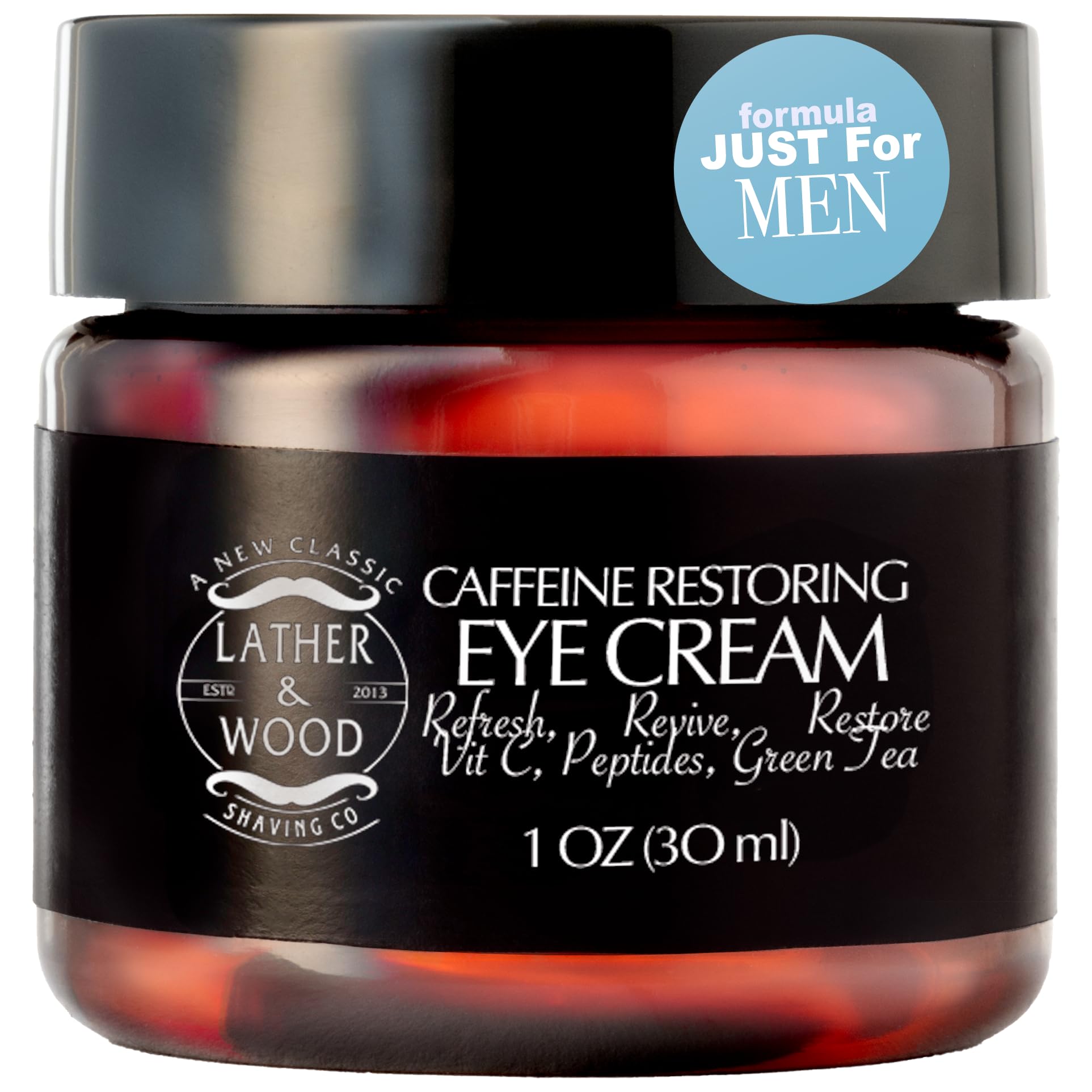 Lather & Wood Shaving Co Caffeine Restoring Eye Cream For Men - 'The Tiny Jar that Packs a Punch' Mens Eye Cream 30ml