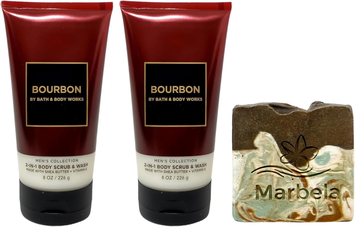 Bath & Body Works Men’s Collection Bourbon 2 Body Scrubs & Cabin Spice Soap