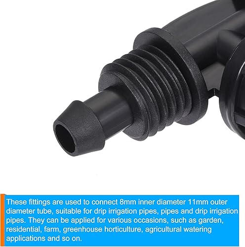Miniatura 5 de MECCANIXITY Camiseta de púas para riego por goteo, ajuste de 3 vías, tubo de 0.315 in0.433 in para cinta de goteo de jardín, sistema de rociadores,
