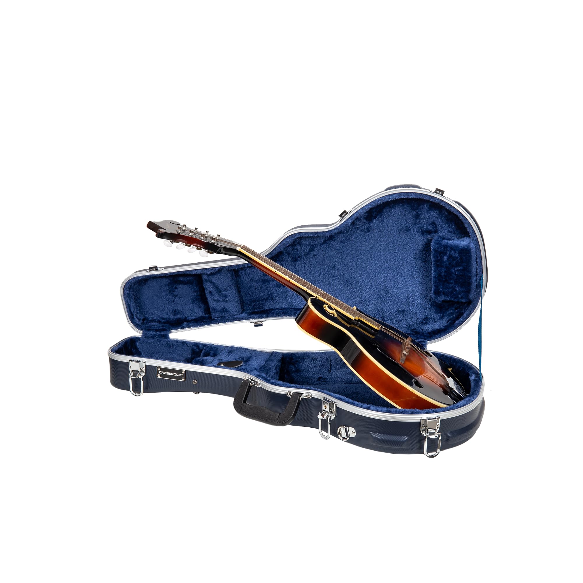 Crossrock Formowane etui ABS do mandoliny w stylu F ze zdejmowanymi paskami na ramię - niebieskie (CRA862MFBL)