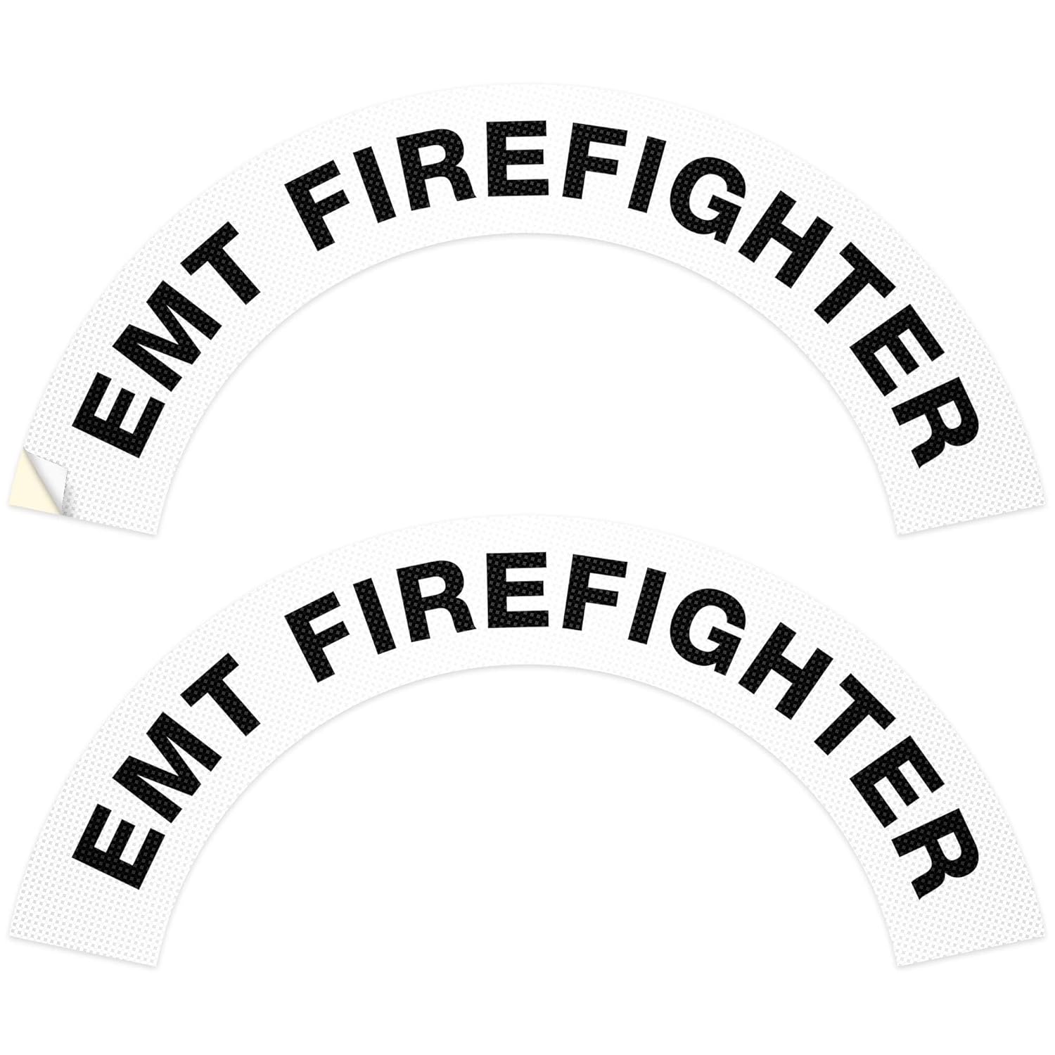 EMT Firefighter Hard Hat Sticker, (2 Pack) 3x6.8 Inches, 3M EGP Reflective, Construction Hat Decal, Made in USA by Sigo Signs