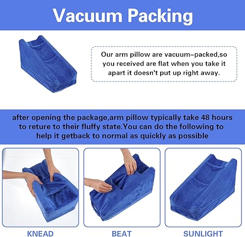 Miniatura 3 de Almohada de elevación de brazo gris con 2 bolsillos, almohada de apoyo ergonómica suave para reposamanos codo, almohada de cuña para brazos rotos,