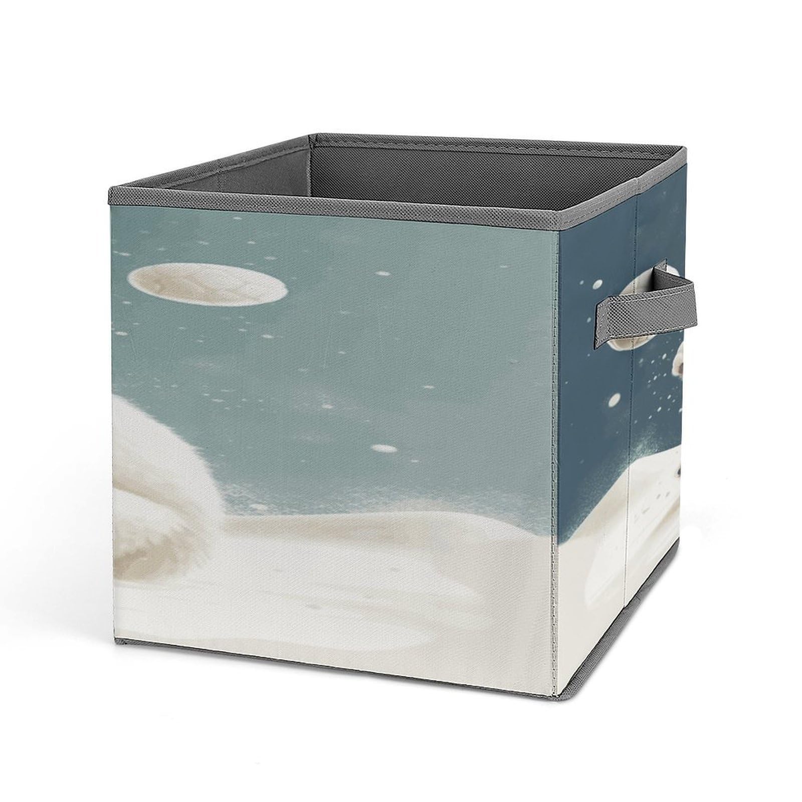 Fekiloot Style Funny Polar Bear Playing Snowball Storage Bins Storage Baskets
