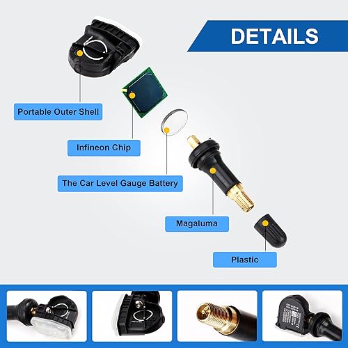 Miniatura 3 de Sensor TPMS Sensor de presión de neumáticos compatible con sistema preprogramado de monitoreo de presión de neumáticos Ford Lincoln 315MHz