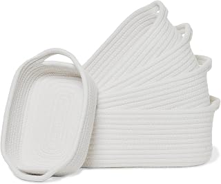 KODOMOORE 5-Piece Cotton Rope Storage Baskets Set - Off White Woven Organizing Bins for Home, Nursery, Bathroom, Dog Toys, Shelves