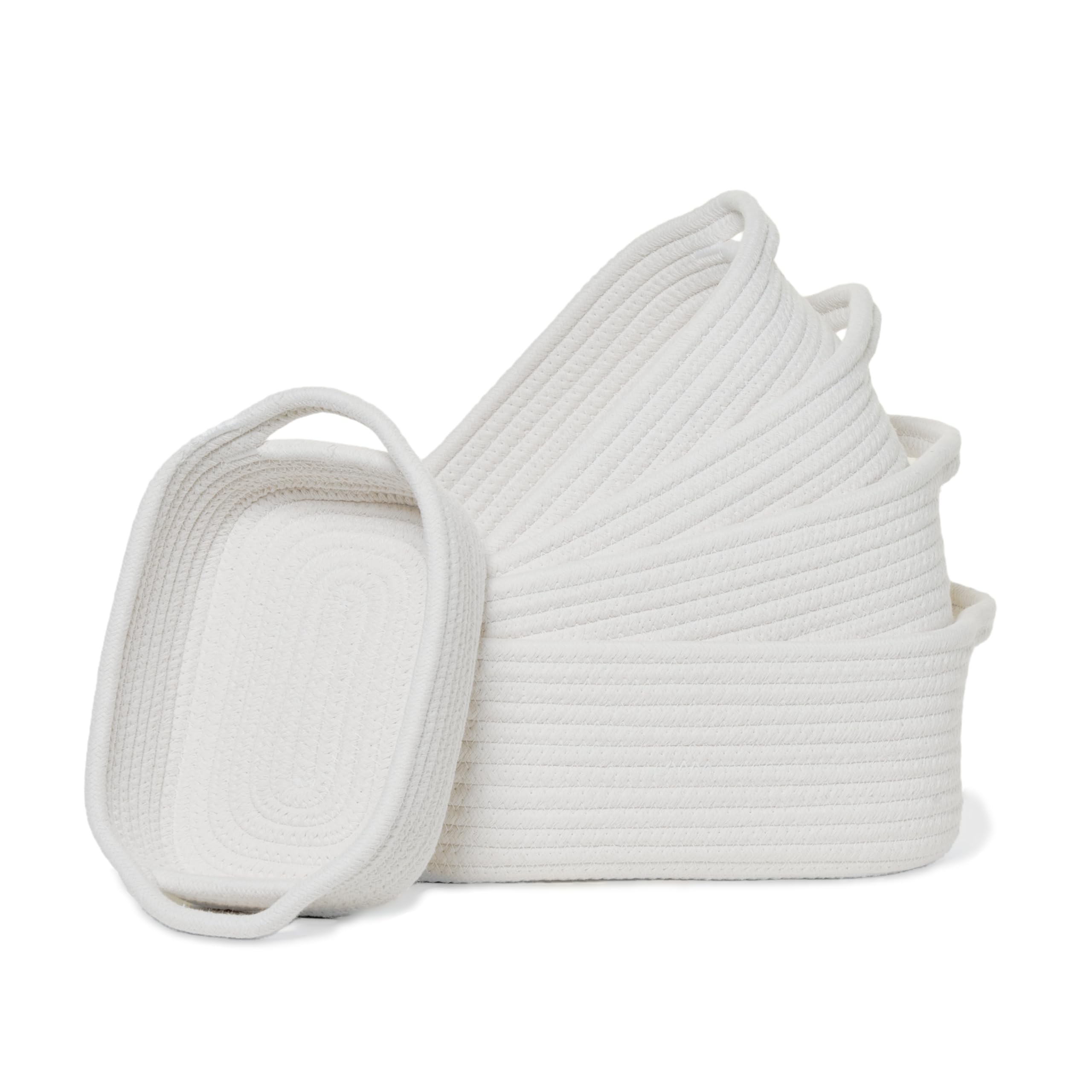 Storage Basket Set – 5-Piece Baskets for Organizing Home, Shelves, Nursery, Bathroom, Dog Toys, Small to Large Decorative Baskets – Off White