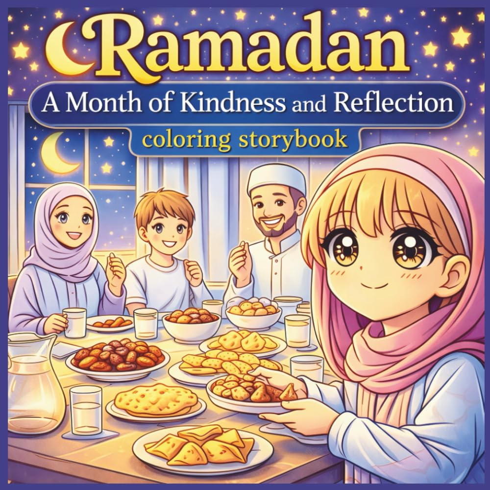 Ramadan: A Month of Kindness and Reflection Coloring Storybook for Kids: SEL & Islamic Storytelling Activities for Ages 3–8
