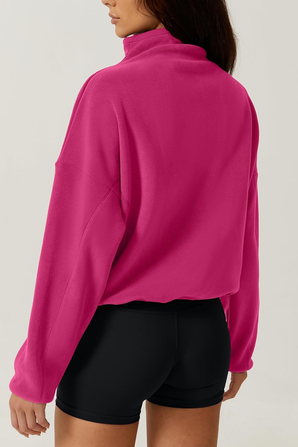 QINSEN Women Half Zip Fleece Sweatshirt Mock Neck Long Sleeve Winter Cozy Sherpa Pullover Sweater Tops - Image 2