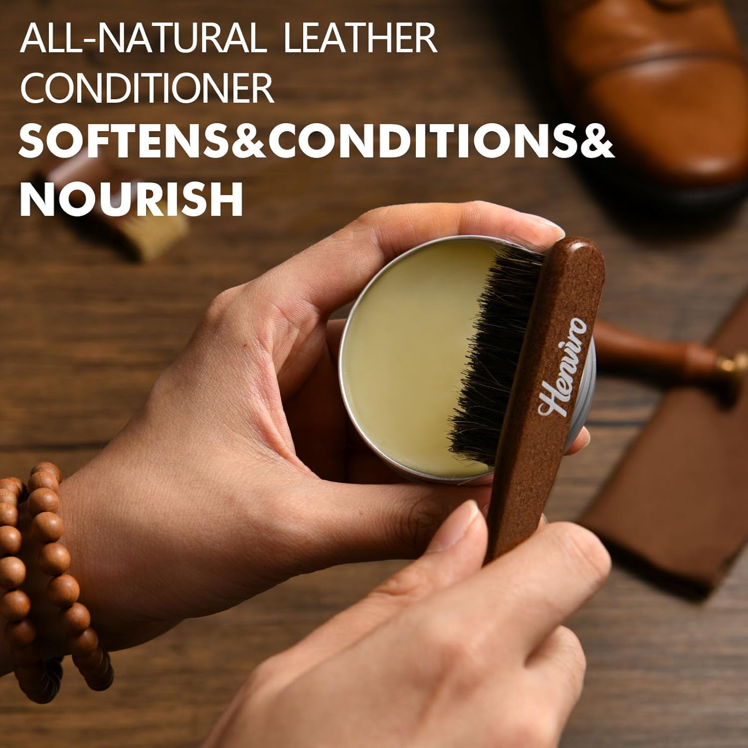 Henviro Leather Shoe Polish Kit - Birthday Gifts for Men, Dad, Shoe Shine Kit, Leather Boot Care Kit, Mens Gifts Ideas - Image 4