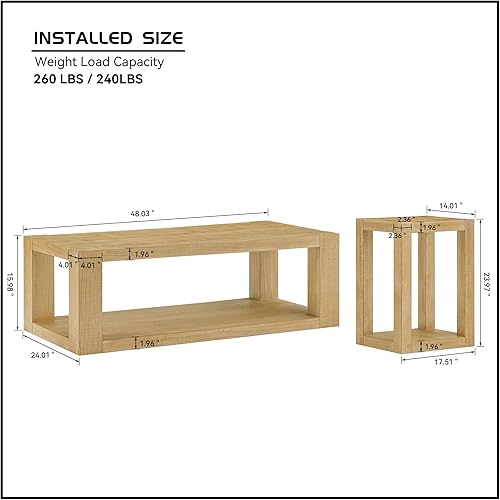 Miniatura 8 de Mesa de centro redonda anidable, mesa de centro de madera moderna, juego de 2 para espacios pequeños, sala de estar, color blanco