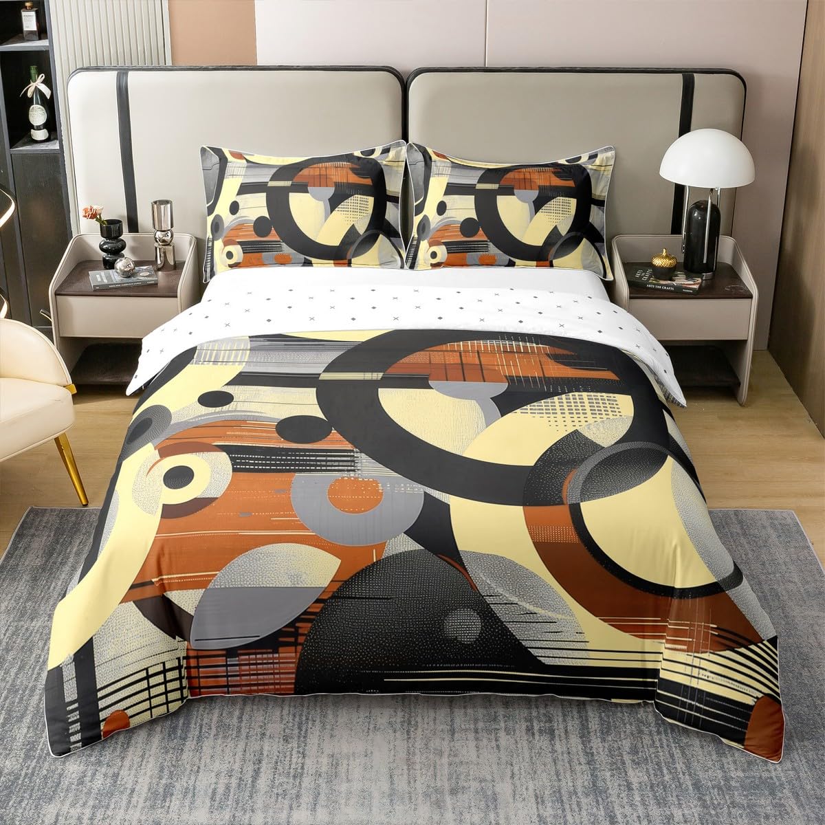 Funda nórdica algodón 135x200 cm juego de cama moderno minimalista negro amarillo Homewish
