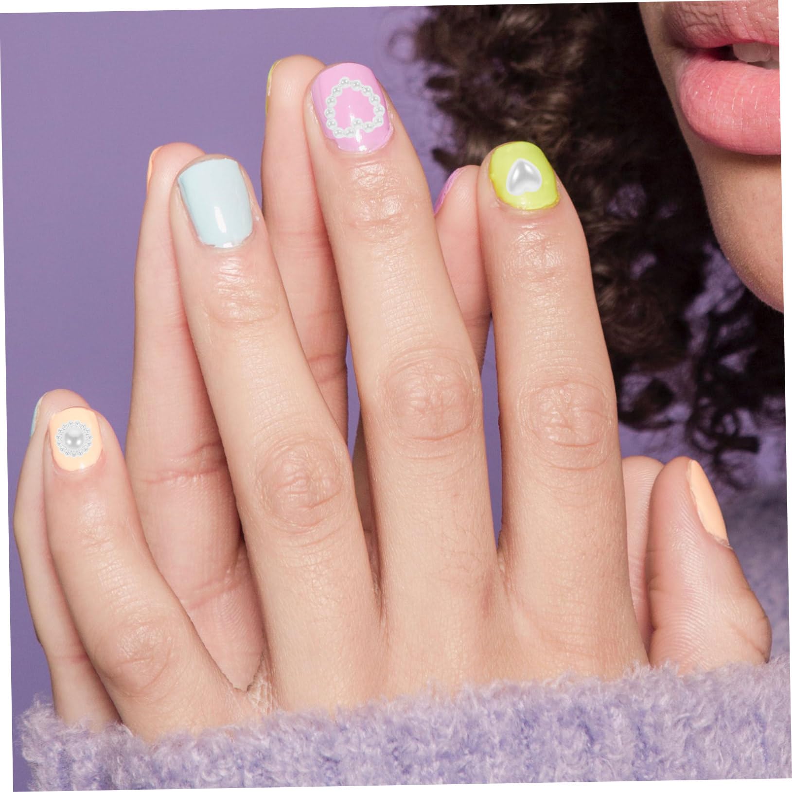 5 pezzi perline Nail Art Charms per decorazioni bianche per nail art fai da te, accessori durevoli e per gioielli per manicure e saloni di unghie