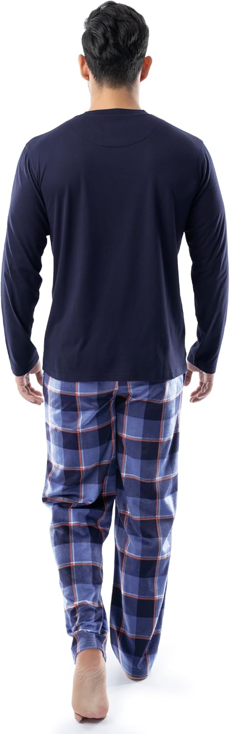 IZOD mens Long Sleeve Jersey Top and Fleece Pants Sleep Pajama Set - Image 2