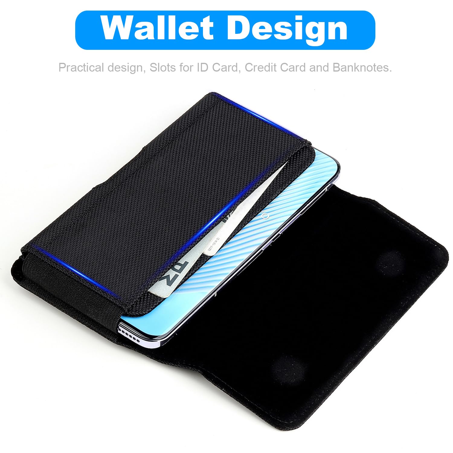 Étui de ceinture universel pour téléphone portable iPhone 17 16 15 14 13 12 11 Pro, XR, 6,1", fermeture magnétique, avec porte-cartes d'identité, portefeuille, étui de protection universel pour