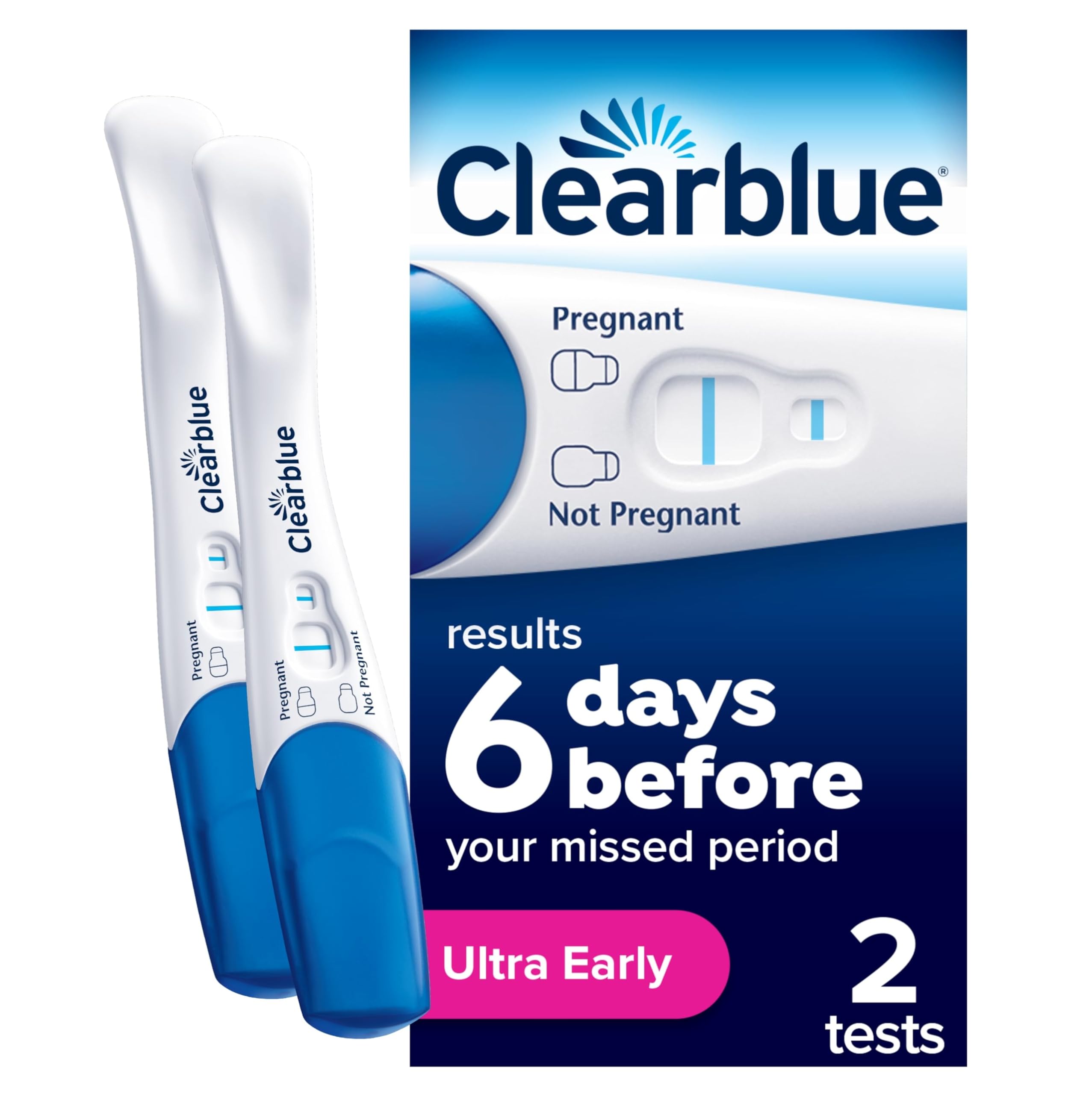 Clearblue Pregnancy Tests,Ultra Early Pregnancy Test,Results 6 Days Early(2Test)