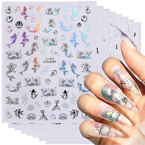 Summer Nail Decals 8PCS - Tropical Beach Palm Tree &