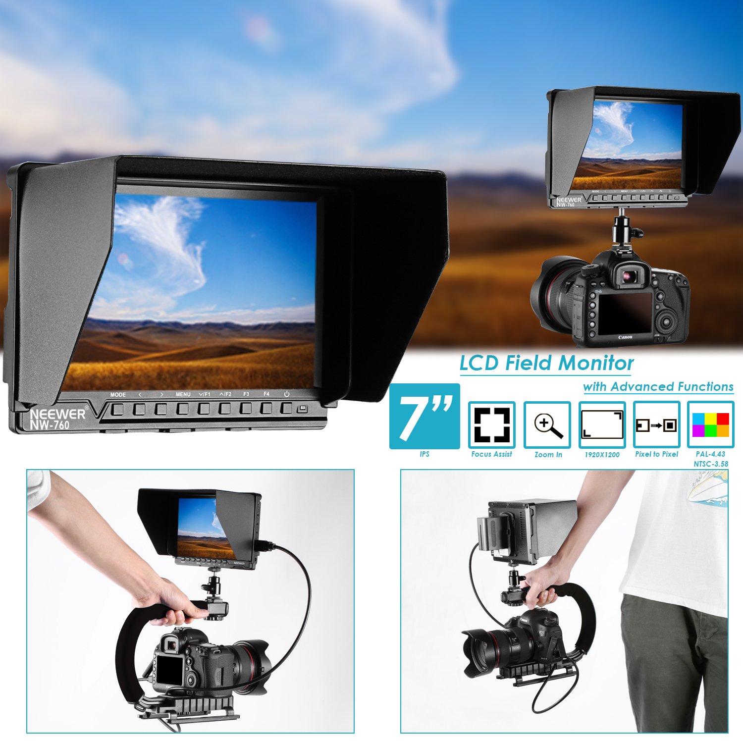 Neewer NW760 Ultra HD 7 Inches 1920x1200 IPS Screen Camera
